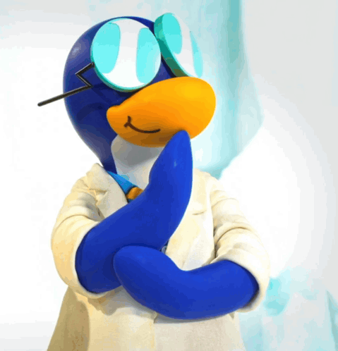 A gif of Gary the Gadget Guy from the stop-motion special Club Penguin: Monster Beach Party